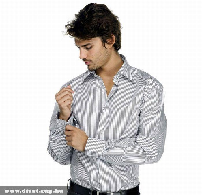 Calvin Klein - szürke csíkos fehér férfi ing